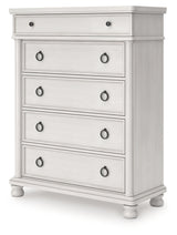 Rowlenstown Queen Poster Bed with Dresser and Chest in Antique White from Ashley - Luna Furniture