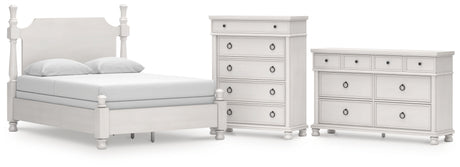 Rowlenstown Queen Poster Bed with Dresser and Chest in Antique White from Ashley - Luna Furniture
