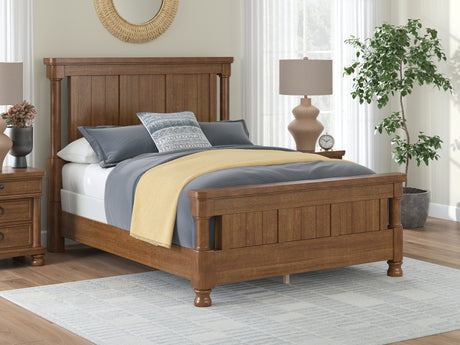 Rowlenstown Queen Poster Bed with Dresser and Chest in Brown from Ashley - Luna Furniture