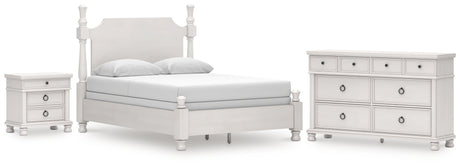 Rowlenstown Queen Poster Bed with Dresser and Nightstand in Antique White from Ashley - Luna Furniture