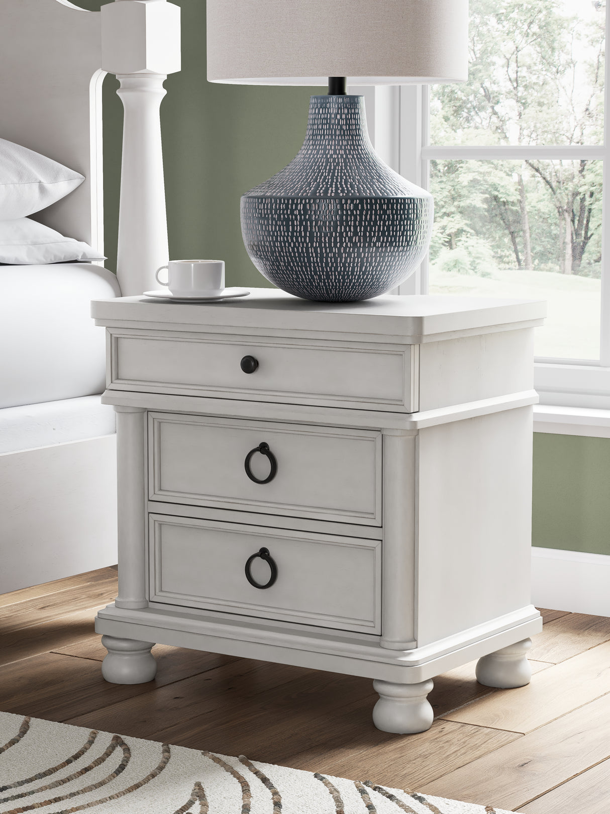 Rowlenstown Queen Poster Bed with Dresser and Nightstand in Antique White from Ashley - Luna Furniture