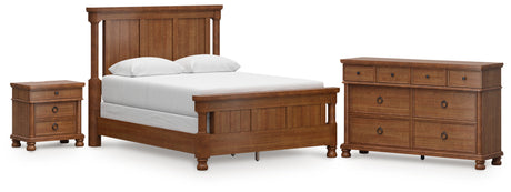Rowlenstown Queen Poster Bed with Dresser and Nightstand in Brown from Ashley - Luna Furniture