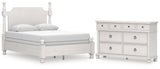 Rowlenstown Queen Poster Bed with Dresser in Antique White from Ashley - Luna Furniture