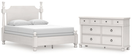 Rowlenstown Queen Poster Bed with Dresser in Antique White from Ashley - Luna Furniture