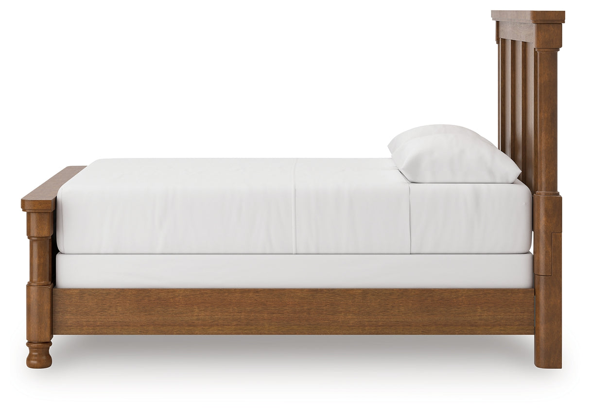 Rowlenstown Queen Poster Bed with Dresser in Brown from Ashley - Luna Furniture