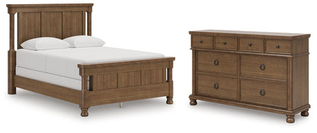 Rowlenstown Queen Poster Bed with Dresser in Brown from Ashley - Luna Furniture