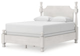 Rowlenstown Queen Poster Bed with Mirrored Dresser and Nightstand in Antique White from Ashley - Luna Furniture