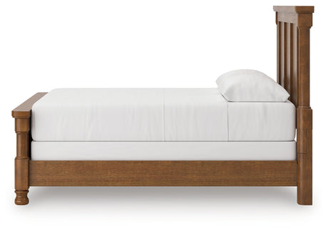 Rowlenstown Queen Poster Bed with Mirrored Dresser in Brown from Ashley - Luna Furniture
