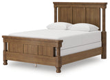 Rowlenstown Queen Poster Bed with Mirrored Dresser in Brown from Ashley - Luna Furniture