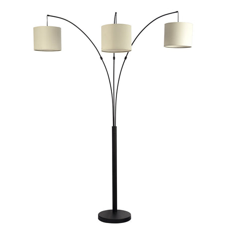Royal 3-Arm Metal Arc Floor Lamp, Oil Rubbed Bonze with Linen Shade, 4 way Rotary Switch from Midinmod - Luna Furniture