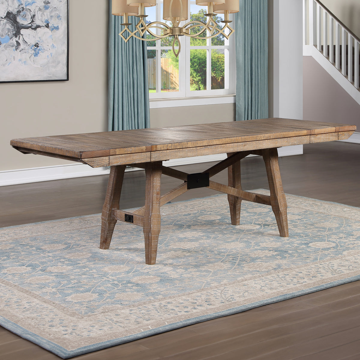 Riverdale Oatmeal/Driftwood Trestle Dining Room Set from Steve Silver - Luna Furniture