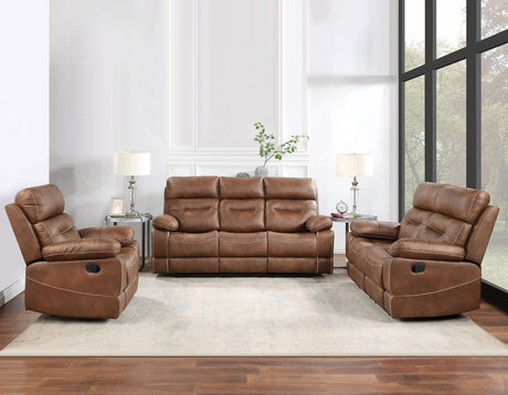 Rudger Chestnut 3-Piece Manual Reclining Living Room Set from Steve Silver - Luna Furniture