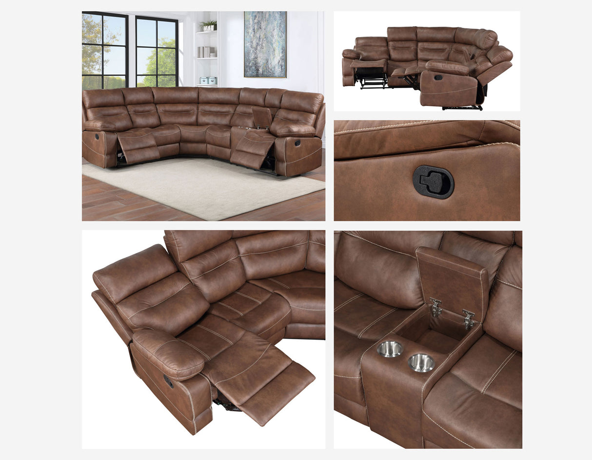 Rudger Chestnut 3-Piece Reclining Sectional from Steve Silver - Luna Furniture