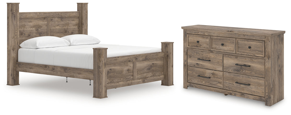 Rusticott California King Poster Bed with Dresser in Brown from Ashley - Luna Furniture