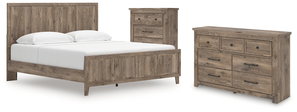 Rusticott King Panel Bed with Dresser and Chest in Brown from Ashley - Luna Furniture