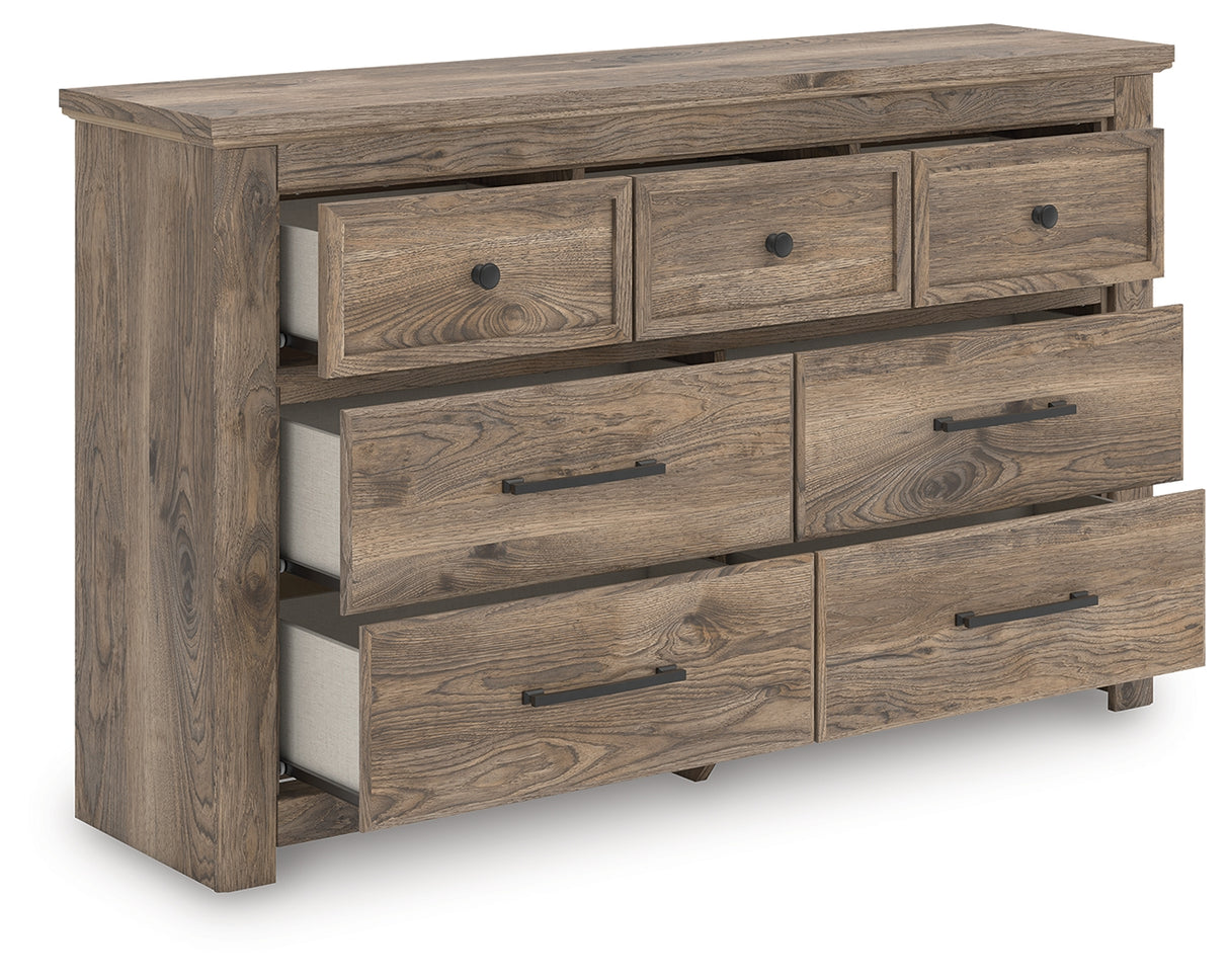 Rusticott King Panel Bed with Dresser and Nightstand in Brown from Ashley - Luna Furniture
