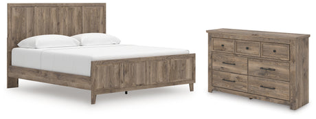 Rusticott King Panel Bed with Dresser in Brown from Ashley - Luna Furniture