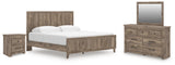 Rusticott King Panel Bed with Mirrored Dresser and Nightstand in Brown from Ashley Furniture - Luna Furniture