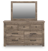 Rusticott King Panel Bed with Mirrored Dresser in Brown from Ashley - Luna Furniture