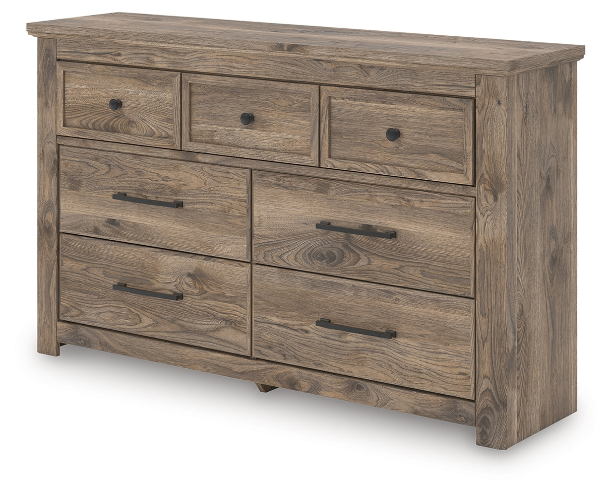 Rusticott Queen Panel Bed with Dresser and Chest in Brown from Ashley Furniture - Luna Furniture