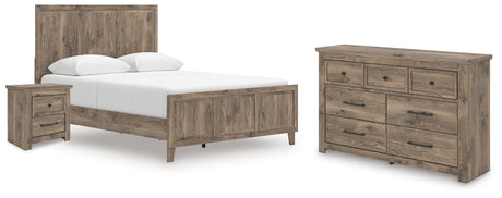 Rusticott Queen Panel Bed with Dresser and Nightstand in Brown from Ashley - Luna Furniture