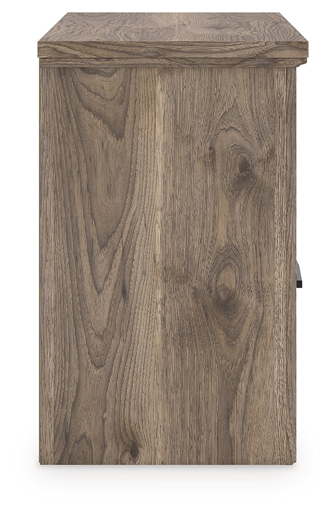 Rusticott Queen Panel Bed with Mirrored Dresser and Nightstand in Brown from Ashley - Luna Furniture