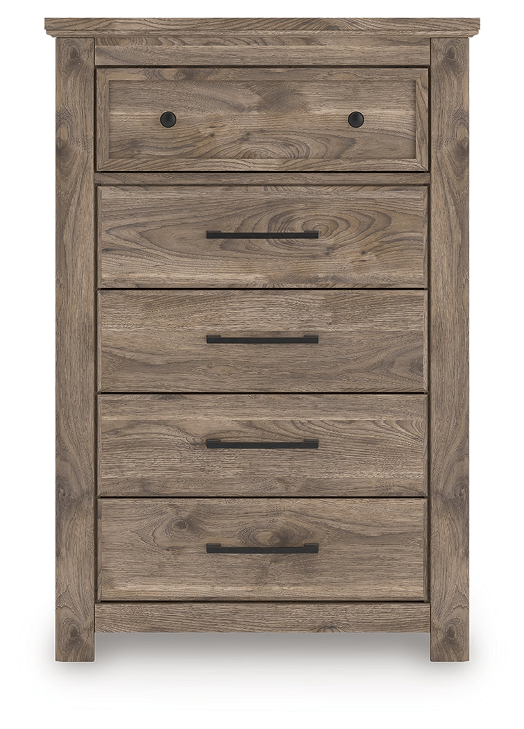 Rusticott Queen Poster Bed with Dresser and Chest in Brown from Ashley - Luna Furniture