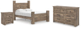 Rusticott Queen Poster Bed with Dresser and Nightstand in Brown from Ashley - Luna Furniture