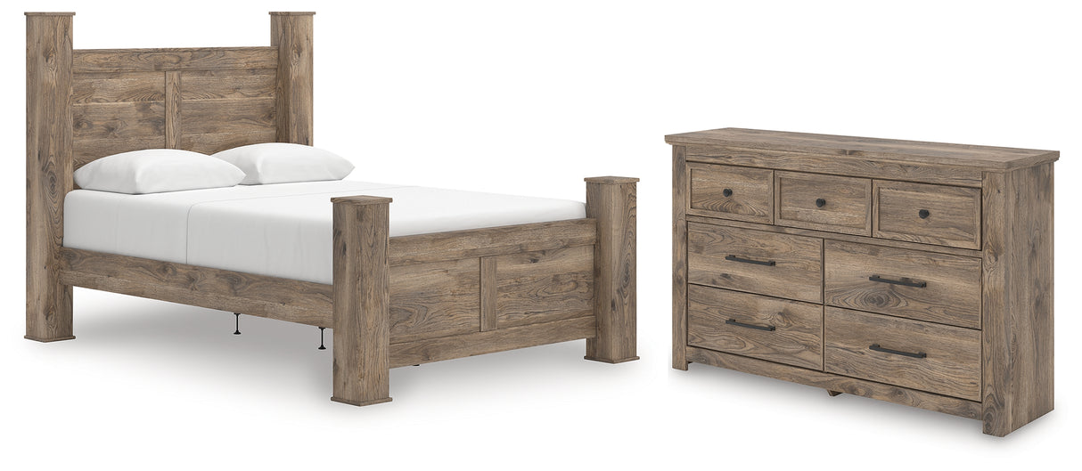 Rusticott Queen Poster Bed with Dresser in Brown from Ashley - Luna Furniture