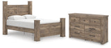 Rusticott Queen Poster Bed with Dresser in Brown from Ashley - Luna Furniture