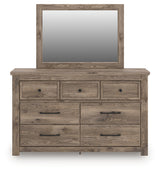 Rusticott Queen Poster Bed with Mirrored Dresser and Nightstand in Brown from Ashley Furniture - Luna Furniture