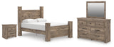 Rusticott Queen Poster Bed with Mirrored Dresser and Nightstand in Brown from Ashley Furniture - Luna Furniture