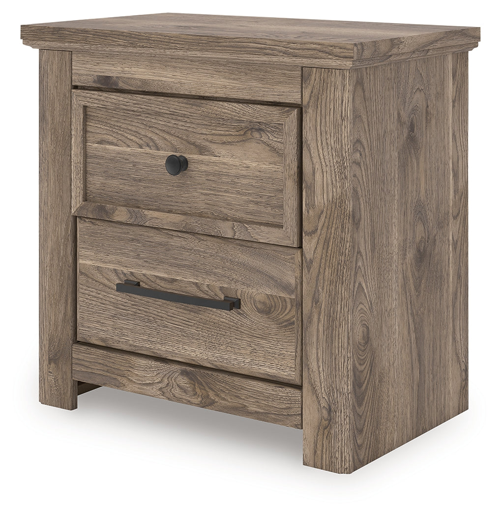 Rusticott Queen Poster Bed with Mirrored Dresser and Nightstand in Brown from Ashley Furniture - Luna Furniture