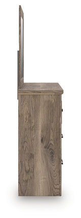 Rusticott Queen Poster Bed with Mirrored Dresser and Nightstand in Brown from Ashley Furniture - Luna Furniture