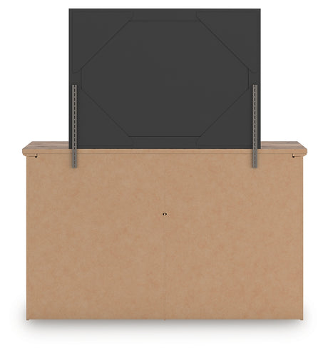 Rusticott Queen Poster Bed with Mirrored Dresser and Nightstand in Brown from Ashley - Luna Furniture