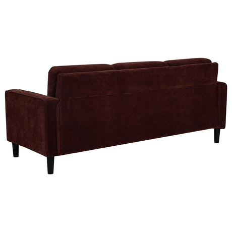 Ruth Rust Red 77-inch Fabric Upholstered Track Arm Sofa from Coaster - Luna Furniture