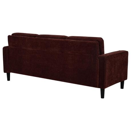Ruth Rust Red 77-inch Fabric Upholstered Track Arm Sofa from Coaster - Luna Furniture