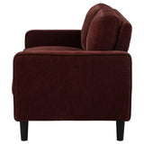 Ruth Rust Red Fabric Upholstered Track Arm Loveseat from Coaster - Luna Furniture