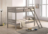 Ryder Weathered Taupe Wood Twin Over Twin Bunk Bed with Mattresses from Coaster - Luna Furniture