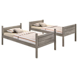 Ryder Weathered Taupe Wood Twin Over Twin Bunk Bed with Mattresses from Coaster - Luna Furniture