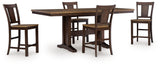 Rylandeen Counter Height Dining Table and 4 Barstools in Light Brown/Dark Brown from Ashley - Luna Furniture