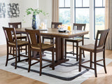 Rylandeen Counter Height Dining Table and 6 Barstools in Light Brown/Dark Brown from Ashley - Luna Furniture