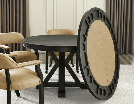 Rylie 6-Piece Game Dining Set, Black Finish from Steve Silver - Luna Furniture