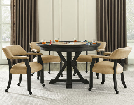 Rylie 6-Piece Game Dining Set, Black Finish from Steve Silver - Luna Furniture