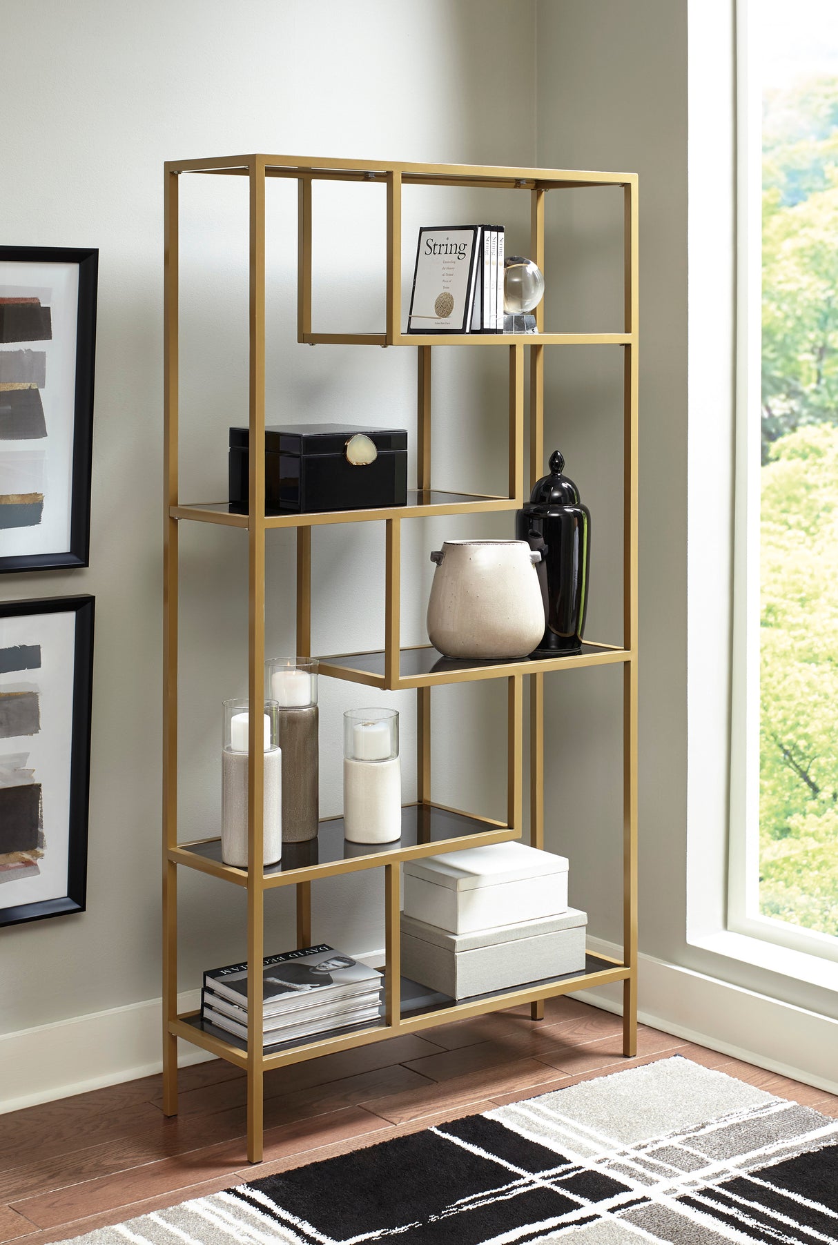 Frankwell Gold Finish Bookcase from Ashley Furniture - Luna Furniture