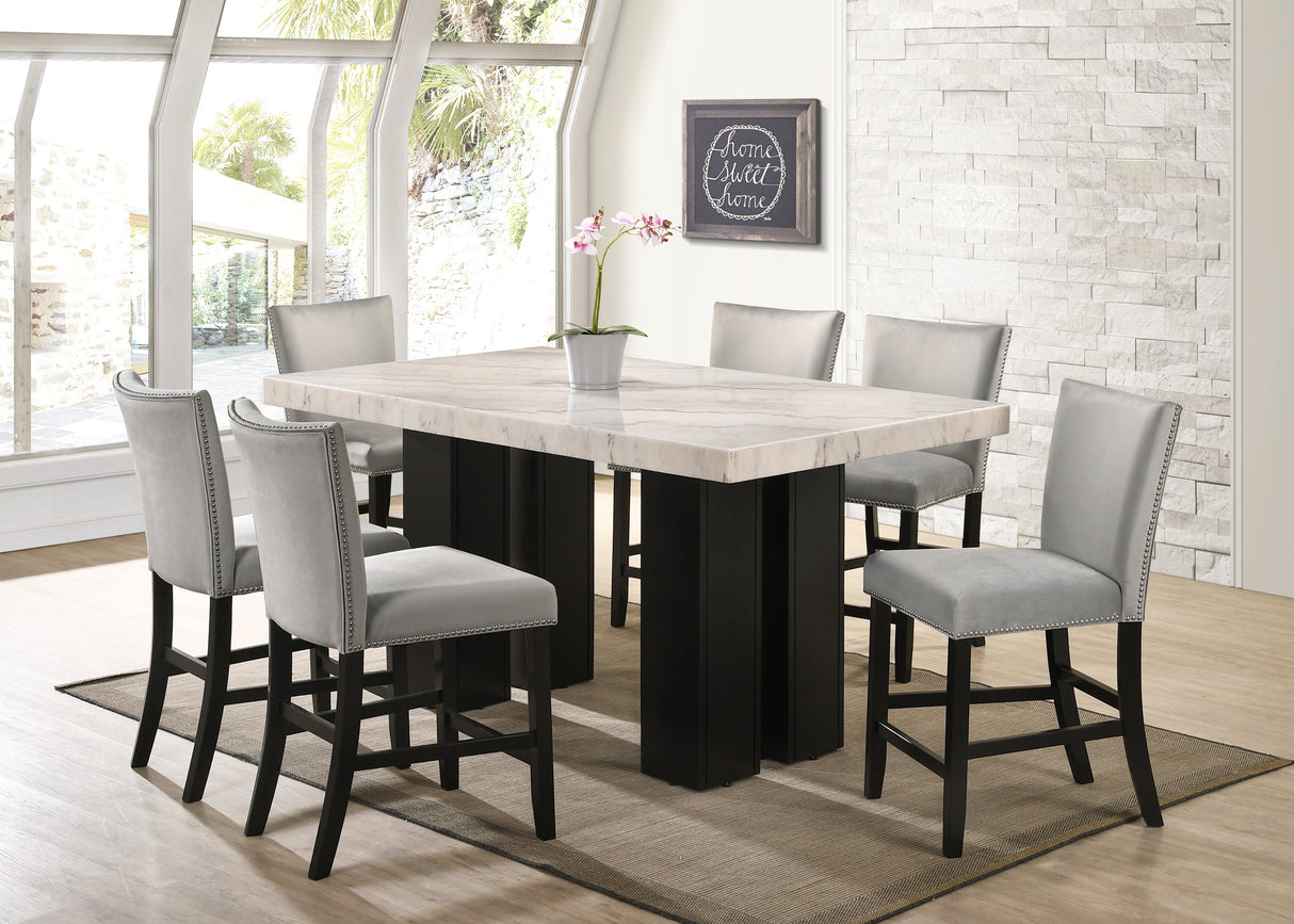 Finley Gray/White Genuine Marble 7-Piece Counter Height Set (Table & 6 Chairs) from Happy Homes - Luna Furniture