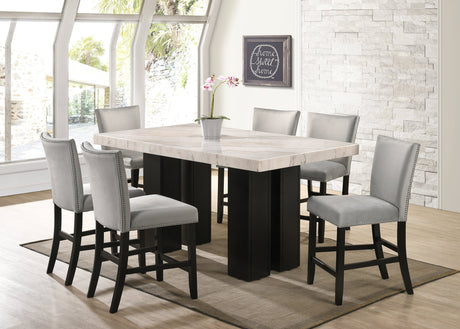 Finley Gray/White Genuine Marble 7-Piece Counter Height Set (Table & 6 Chairs) from Happy Homes - Luna Furniture