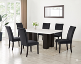 Finland Black/White Genuine Marble 7-Piece Dining Set (Table & 6 Chairs) from Happy Homes - Luna Furniture