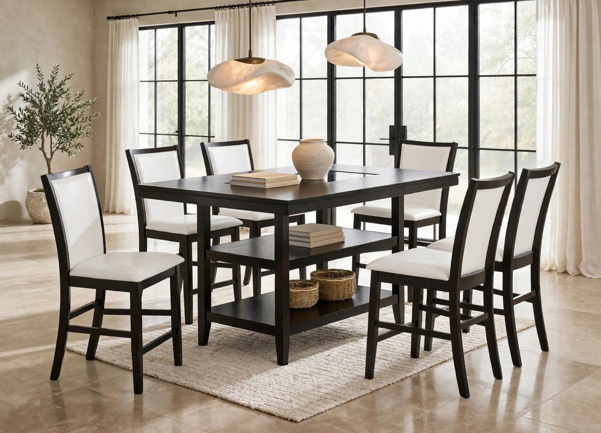 Condor White/Espresso 7-Piece Counter Height Set from Happy Homes - Luna Furniture