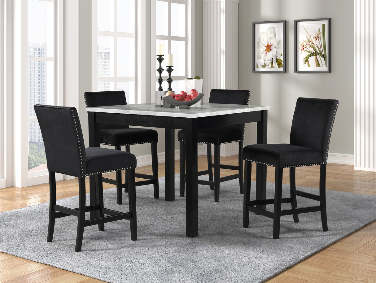 Dior Black 5-Piece Counter Height Set (Pub Table & 4 Chairs) from Happy Homes - Luna Furniture